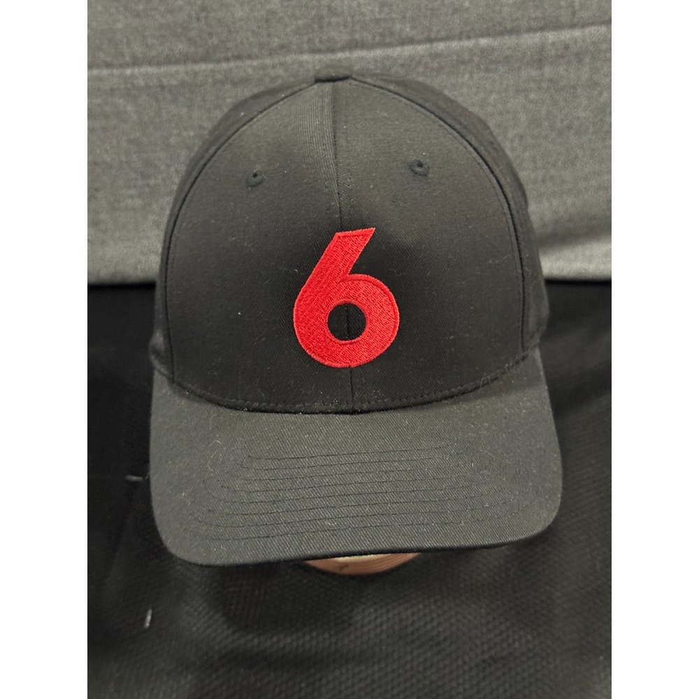 The Game Baseball Cap Men's One Size Black 6 Logo‎ Classic Flexfit Stretch Hat
